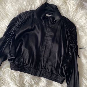 Black Zara satin zip up jacket - new condition!